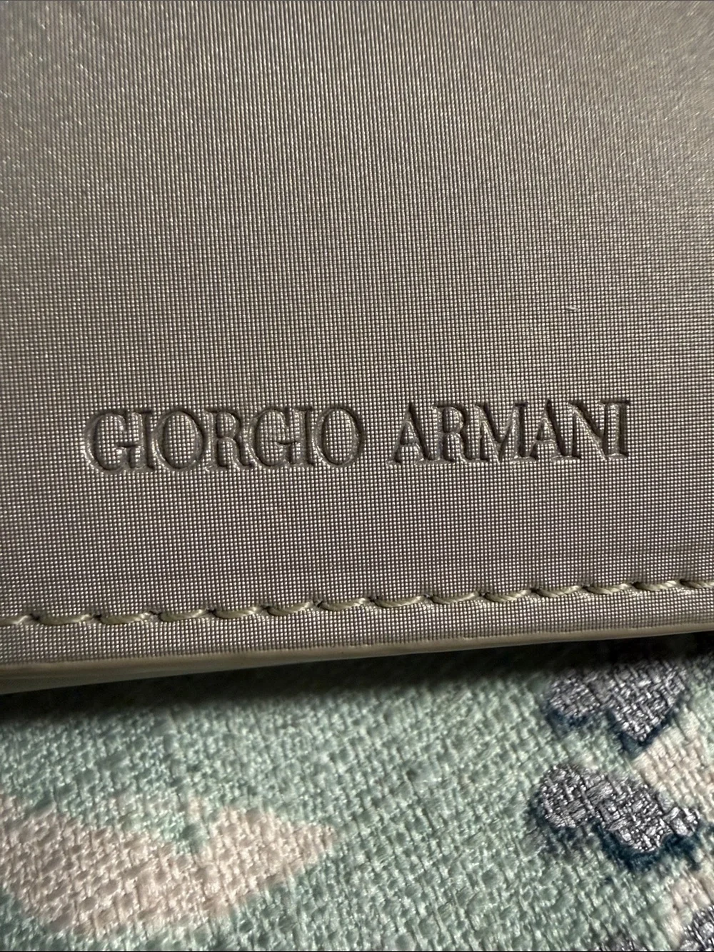 GIORGIO ARMANI SILVERY GRAY NYLON SUNGLASSES CASE & MATCHING DRAWSTRING POUCH